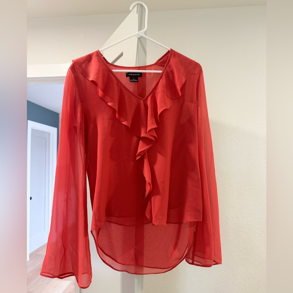 Ruffle V-Neck Blouse